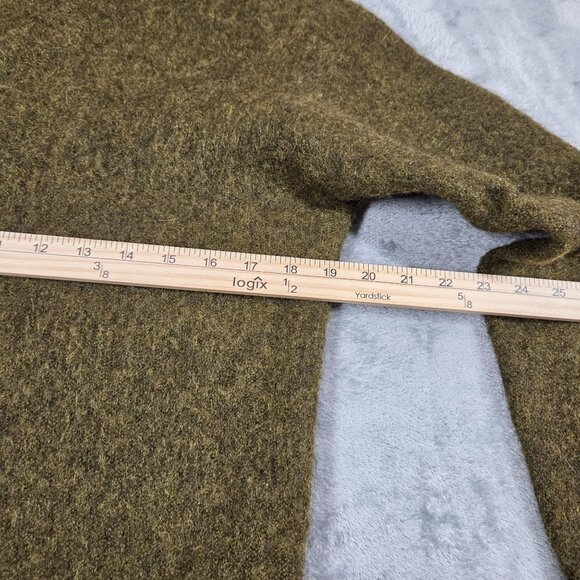 Vintage 60s 70s Mohair Cardigan Mens Medium Army Green Fuzzy Grunge Kurt Cobain - Picture 11 of 12